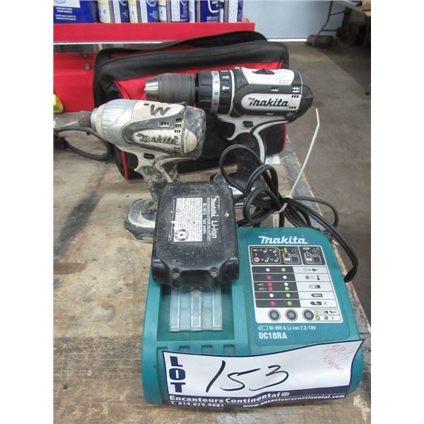 ENS. PERCEUSE ET VISSEUSE MAKITA A/ 1 BATTERIE ET CHARGEUR