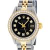 Rolex Ladies Quickset Two Tone 18K Yellow Gold And Steel Black Diamond Bezel 1 c
