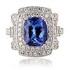 Image 1 : 3.91 ctw Tanzanite and 0.97 ctw Diamond Platinum Ring