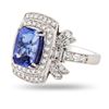 Image 2 : 3.91 ctw Tanzanite and 0.97 ctw Diamond Platinum Ring
