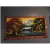 Image 2 : (3) Wood Framed Velvet Signed Pictures Largest 48 x 25