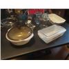 Image 2 : Fireking and Pyrex Casserole Dishes, Canister, Candle Stick
