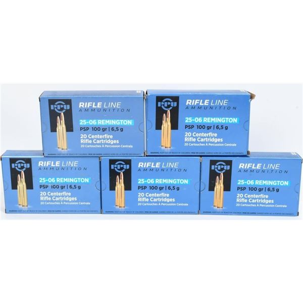 100 Rounds Of PPU .25-06 Rem Ammunition