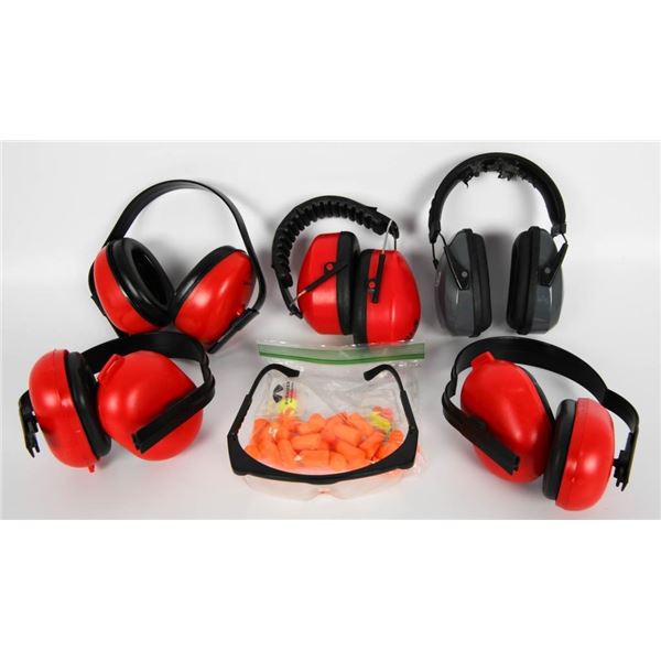 (5) misc Range earmuffs and ear plugs