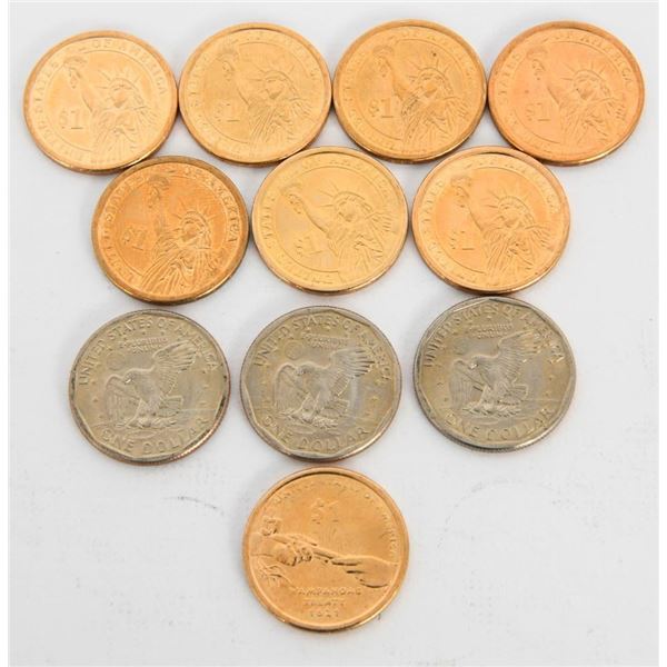 11 One dollar Coins Various