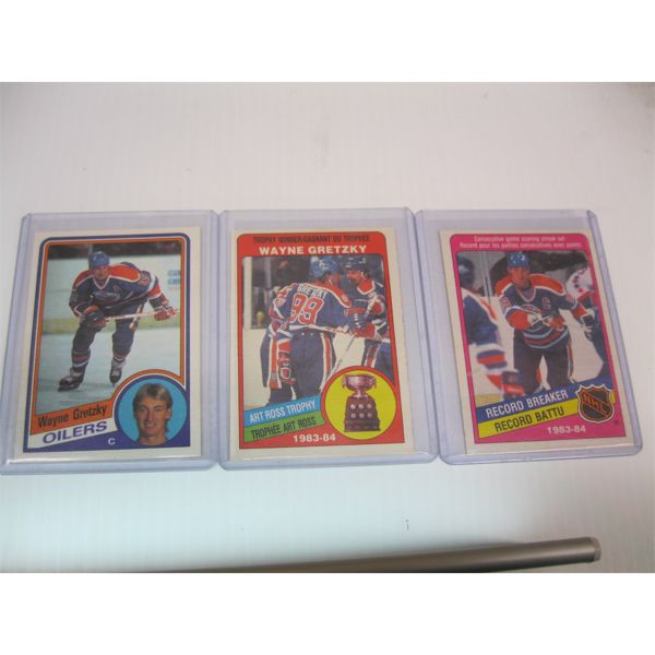 3 WAYNE GRETZKY HOCKEY CARDS