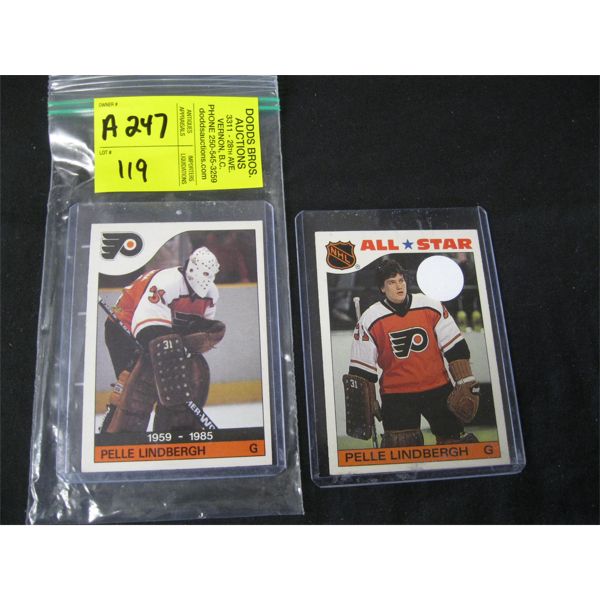 2 PELLE LINDBERG HOCKEY CARDS