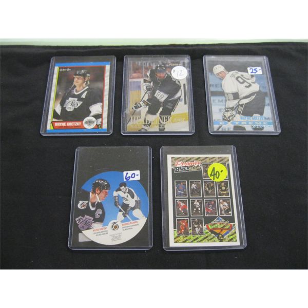 5 WAYNE GRETZKY HOCKEY CARDS