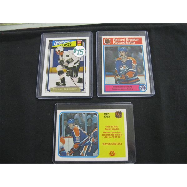 3 WAYNE GRETZKY HOCKEY CARDS