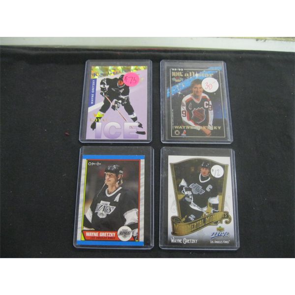 4 WAYNE GRETZKY HOCKEY CARDS