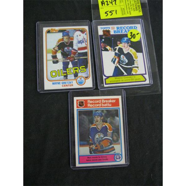 3 WAYNE GRETZKY HOCKEY CARDS