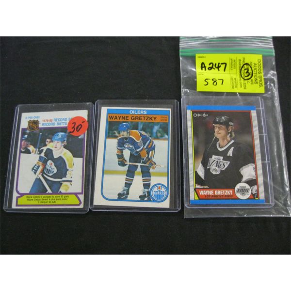 3 WAYNE GRETZKY HOCKEY CARDS