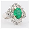 Image 2 : 3.19 ctw Emerald and 0.99 ctw Diamond 14K White Gold Ring