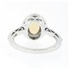 Image 6 : NEW 14K White Gold Oval Cabochon Opal Solitaire Round Diamond Halo Cluster Ring