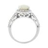 Image 7 : NEW 14K White Gold Oval Cabochon Opal Solitaire Round Diamond Halo Cluster Ring