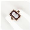 Image 3 : Antique 1878 Victorian 14k Rose Gold Carved Agate Hardstone Cameo Etched Ring