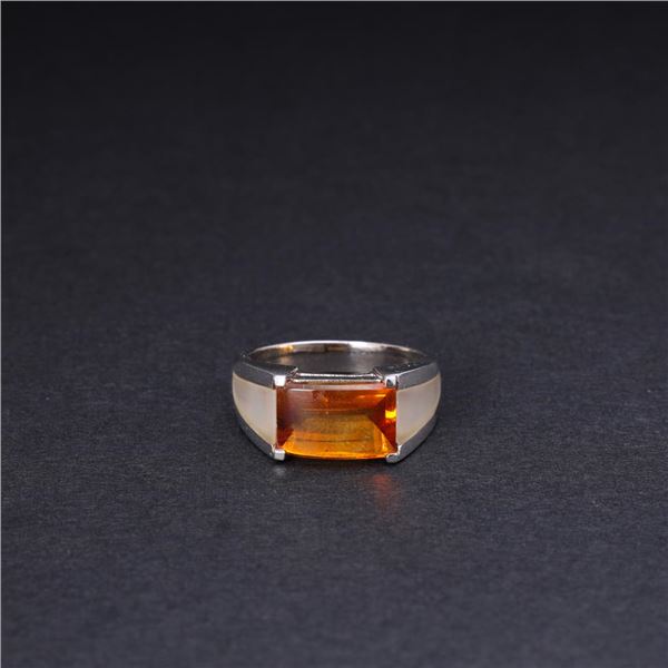 14K White Gold & Citrine Ring