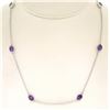 Image 2 : 14k White Gold 19.72 ctw 18 Station Oval Amethyst by the Yard 38" Chain Necklace