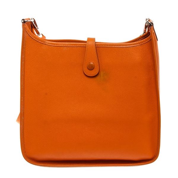 Hermes Orange Epsom Leather Evelyne GM Hobo Bag