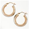 Image 5 : New 14k Rose & White Gold Triple Puffed Tube Round Hoop Earrings