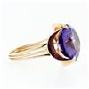 Image 5 : Retro Vintage Handmade 14k Rose Gold 13.7mm Synthetic Alexandrite Solitaire Ring