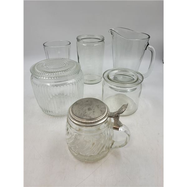 Glass Jars and Water Pitcher