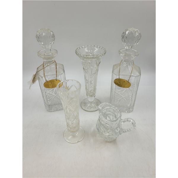 Crystal Decanters/Vases and Creamer