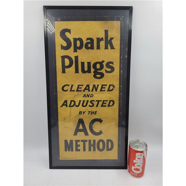 1946 Spark Plugs Cardboard Framed Advertising