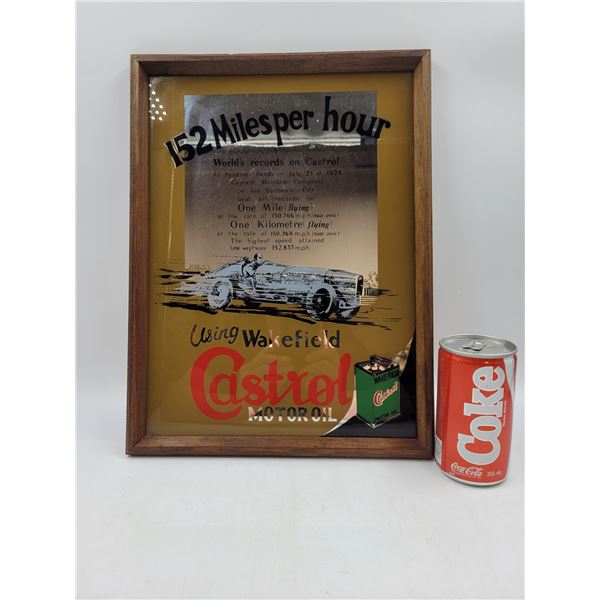 Vintage Castrol Motor Oil Advertising Wooden Mirror