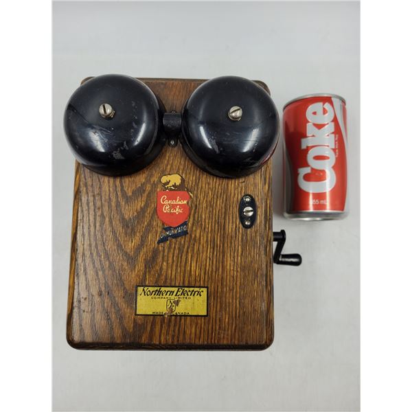 Antique Oak Canadian Pacific Northern Electric Telephone w/Dovetail Corners