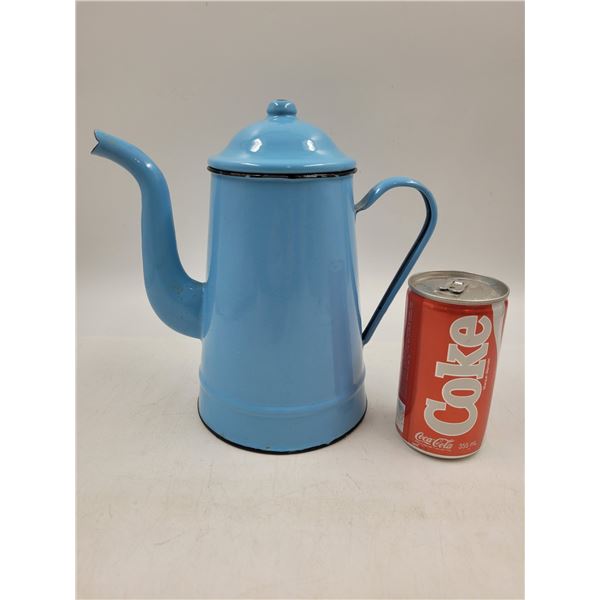 Vintage Blue Enamelware Tea/Coffee Pot
