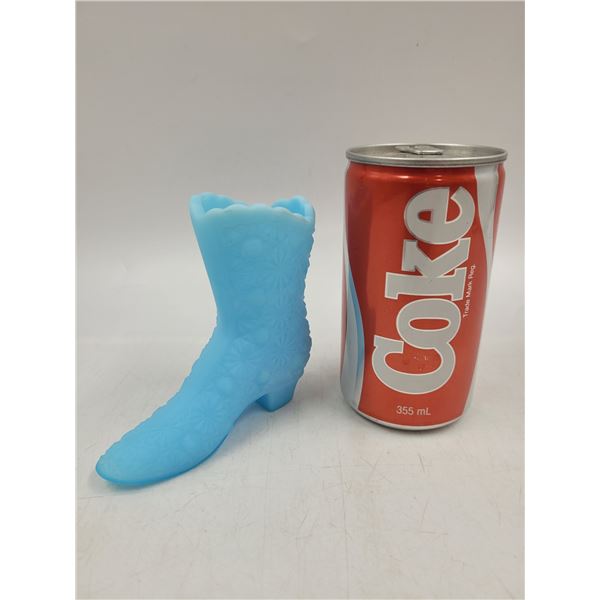 Vintage Fenton Blue Satin Custard Daisy & Button Boot