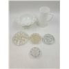 Image 1 : Vintage Milk Glass and Glass Flower Frogs