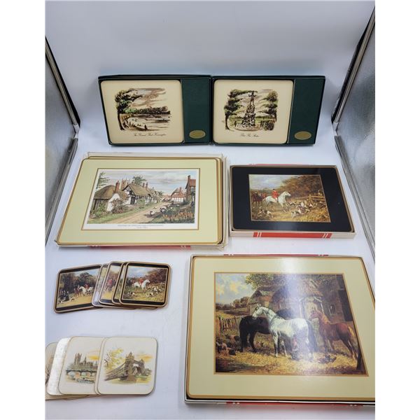 Large Lot of English Placemat and Coaster Sets
