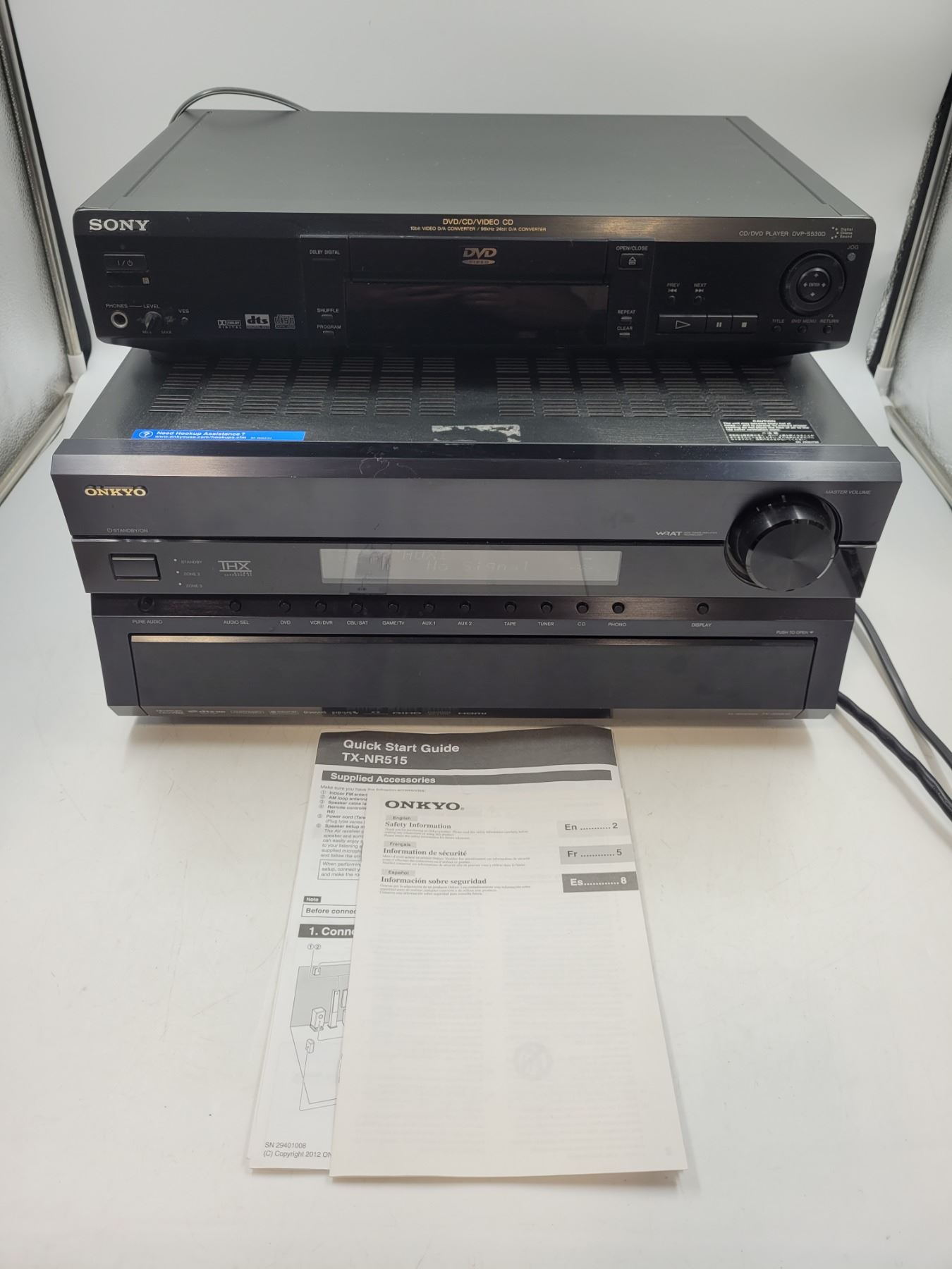 Sony CD/DVD Player and Onkyo AV Receiver