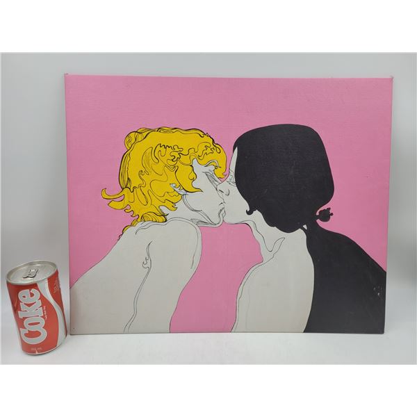 Original John Lennon and Yoko Ono Painting on Canvas Board