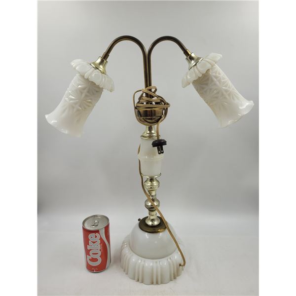 Vintage Ornate Milk Glass Lamp