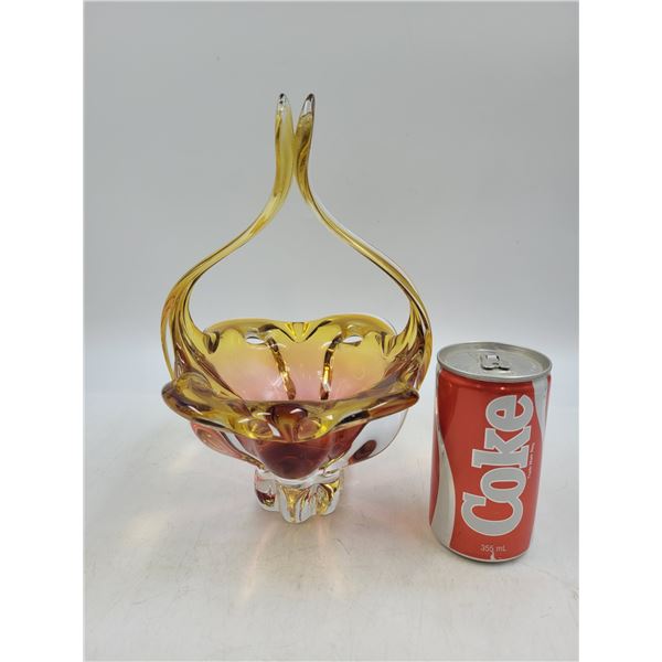 Heavy Vintage Art Glass Candy Dish