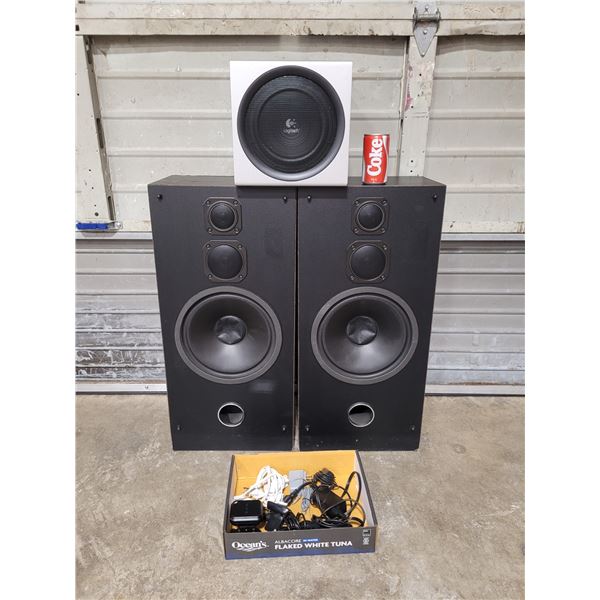 Accusound ASK-49BLK Speakers/Logitech Subwoofer and Webcam Lot