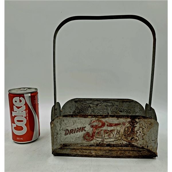 Vintage Pepsi Double Sided/Double Dot Tin Pop Bottle Holder
