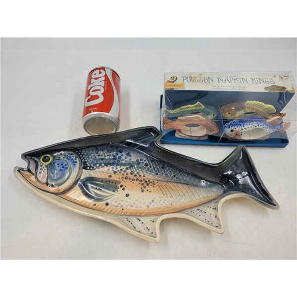 Ceramic Fish Server and Napkin Holders