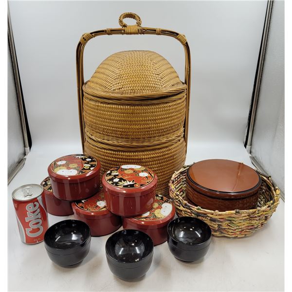 Vintage Chinese Picnic Basket