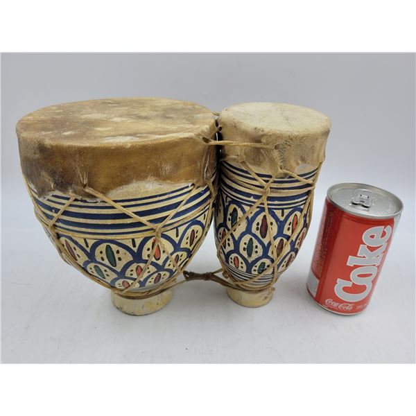 Vintage Clay and Hide Bongo Drums