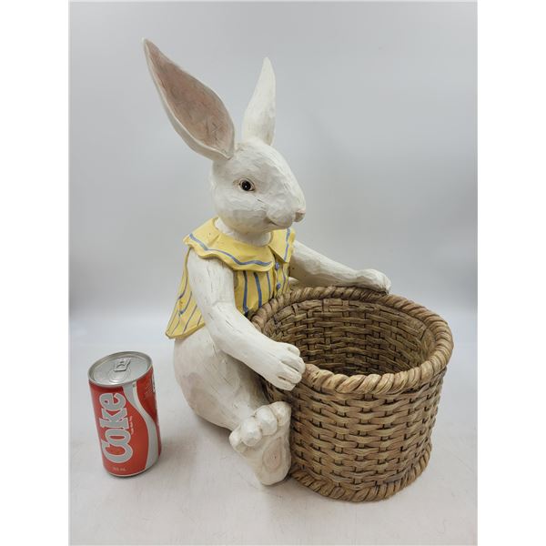 Foreside Rabbit with Basket Resin Figurine