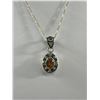 Image 2 : 925 Sterling Silver w/ Topaz Stone Pendant and Sterling Silver Chain Necklace