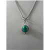Image 2 : Silver w/ Turoquise Pendant and Chain Necklace Marked 925