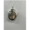 Image 2 : Sterling Silver Hand Engraved Locket Pendant w/ 1 Curly Hair Inside and Sterling Silver Chain Neckla