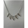 Image 2 : Dainty Silver Plated Feathers Necklace Marked Michelle Lynn