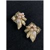 Image 1 : Large Pair of Funky 50s Faux Pearl and Rhinestone Earrings