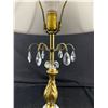 Image 2 : Vintage Lamp On Marble Base w/ Hand Cut Crystals & Ornate Metal Design. Approx. 29" H